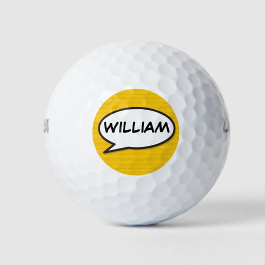 Leuke moderne gepersonaliseerde stripboek Pop Art Golfballen (Voorkant)