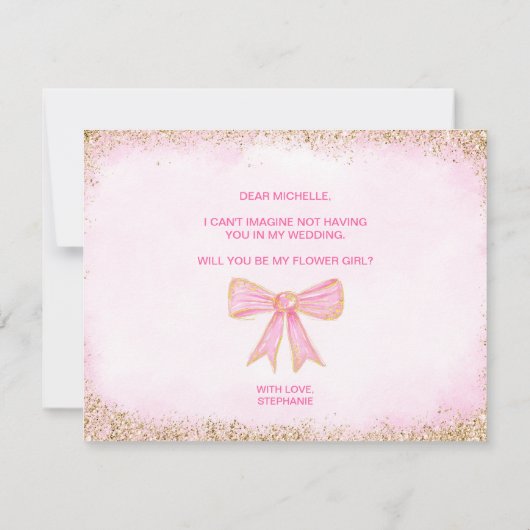 Leuke moderne girly strik roze waterverf BLOEMENME Kaart (Achterkant)