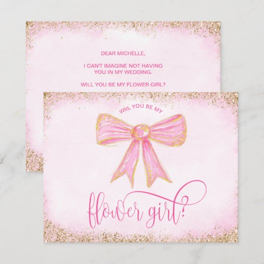 Leuke moderne girly strik roze waterverf BLOEMENME Kaart (Voorkant / Achterkant)