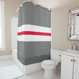 Leuke moderne grijs helder rood witte race strepen douchegordijn
