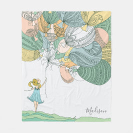 Leuke moderne grillige meisje ballonnen gepersonal fleece deken