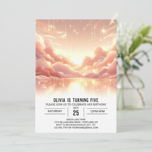 Leuke moderne hemelse digitale verjaardag kaart (Staand voorkant)