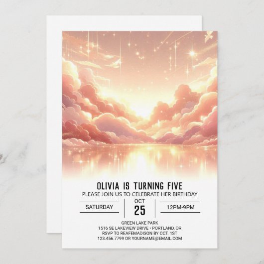 Leuke moderne hemelse digitale verjaardag kaart (Voorkant / Achterkant)