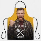 Leuke moderne hoofdchef Cool naam foto heren Schort (Voorkant)