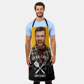Leuke moderne hoofdchef Cool naam foto heren Schort (Gedragen)