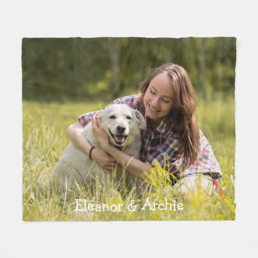 Leuke moderne huisdier foto gepersonaliseerde mono fleece deken (Voorkant (Horizontaal))