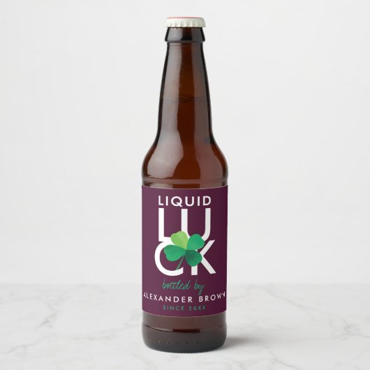 Leuke moderne Ierse Shamrock Bold Luck Bourgogne G Bier Etiket (Voorkant)