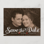 Leuke moderne kalligrafie Sepia Foto Save the Date Aankondigingskaart (Voorkant)