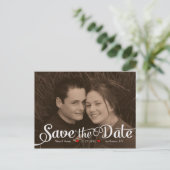Leuke moderne kalligrafie Sepia Foto Save the Date Aankondigingskaart (Staand voorkant)