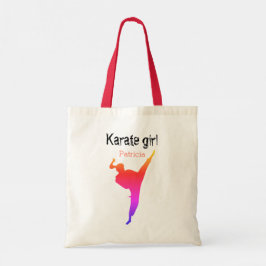 Leuke moderne karate meisje silhouet vechtsporten tote bag