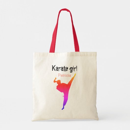 Leuke moderne karate meisje silhouet vechtsporten tote bag (Achterkant)