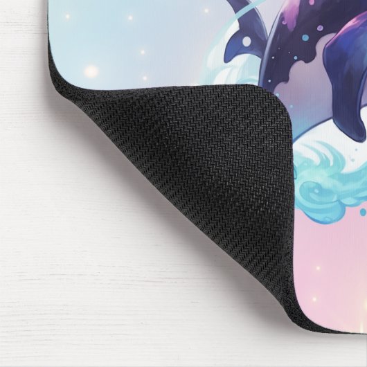 Leuke moderne Kawaii Orca Killer Walvis Roze en Bl Muismat (Hoek)