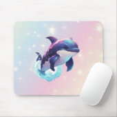Leuke moderne Kawaii Orca Killer Walvis Roze en Bl Muismat (Met muis)