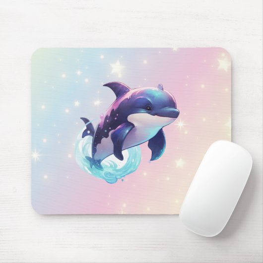 Leuke moderne Kawaii Orca Killer Walvis Roze en Bl Muismat (Met muis)