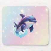 Leuke moderne Kawaii Orca Killer Walvis Roze en Bl Muismat (Voorkant)