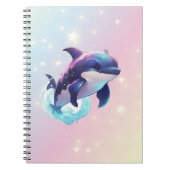 Leuke moderne Kawaii Orca Killer Walvis Roze en Bl Notitieboek (Voorkant)