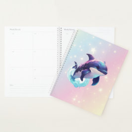 Leuke moderne Kawaii Orca Killer Walvis Roze en Bl Planner