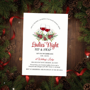 Leuke moderne kerst-sip & swap-cocktailparty kaart