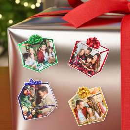 Leuke moderne kerstcadeau familie foto op maat sticker
