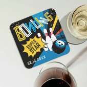 Leuke moderne kleurrijke Blue Strike Bowling Star Kartonnen Onderzetters