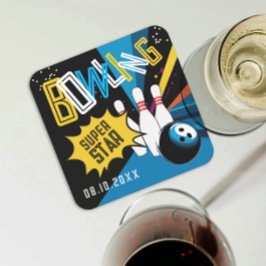 Leuke moderne kleurrijke Blue Strike Bowling Star  Kartonnen Onderzetters