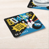 Leuke moderne kleurrijke Blue Strike Bowling Star  Kartonnen Onderzetters (Schuin)