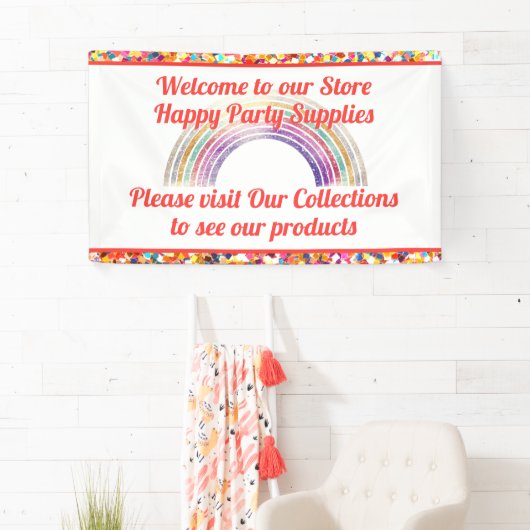 Leuke moderne kleurrijke pastel regenboog Jouw tek Spandoek (Insitu)