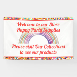 Leuke moderne kleurrijke pastel regenboog Jouw tek Spandoek