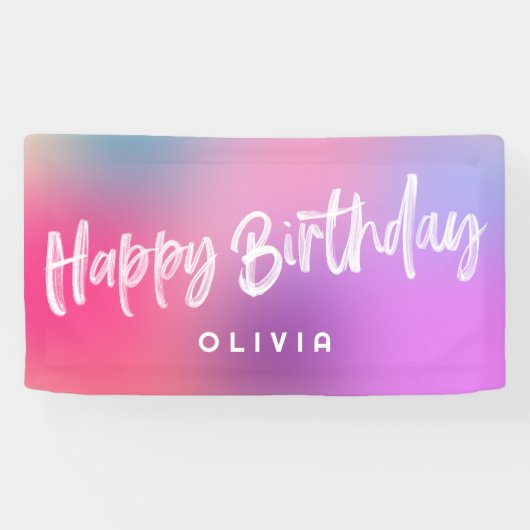 Leuke Moderne Kleurrijke Tiener Tween Roze Meisje  Spandoek (Horizontaal)