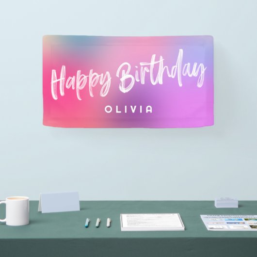 Leuke Moderne Kleurrijke Tiener Tween Roze Meisje  Spandoek (Beurs)