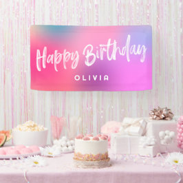 Leuke Moderne Kleurrijke Tiener Tween Roze Meisje  Spandoek