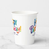 Leuke moderne kleurrijke verjaardagsfeestje regenb papieren bekers (Rechts)