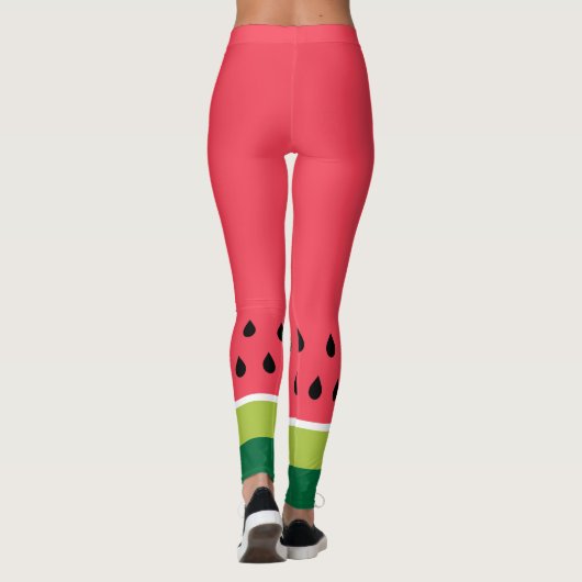 Leuke moderne koraal roze groene watermeloen meloe leggings (Achterkant)
