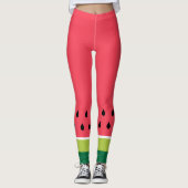 Leuke moderne koraal roze groene watermeloen meloe leggings (Voorkant)
