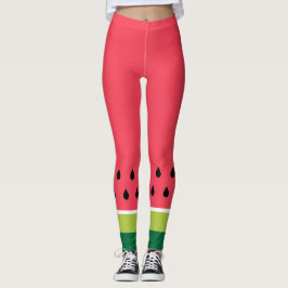 Leuke moderne koraal roze groene watermeloen meloe leggings
