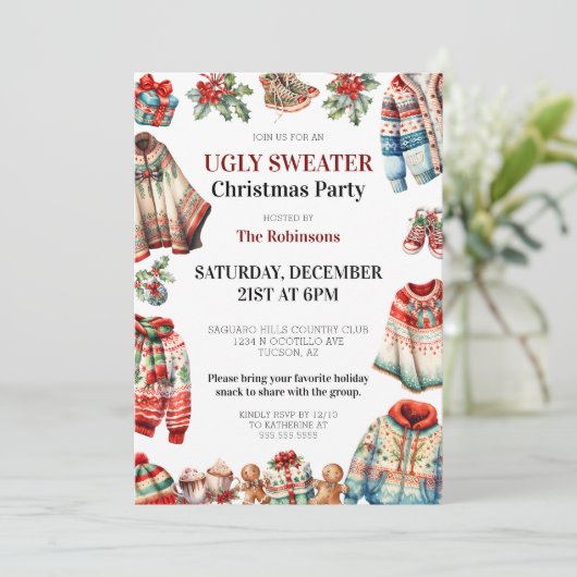 Leuke moderne lelijke trui Kantoor kerstfeest Kaart (Staand voorkant)