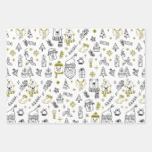 Leuke Moderne Lijntekening Vakantie Thema Kerstmis Inpakpapier Vel (Voorkant 3)