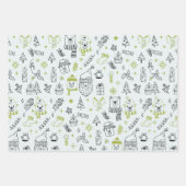 Leuke Moderne Lijntekening Vakantie Thema Kerstmis Inpakpapier Vel (Voorkant 2)