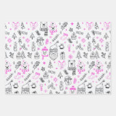 Leuke Moderne Lijntekening Vakantie Thema Kerstmis Inpakpapier Vel (Voorkant)