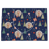 Leuke Moderne Marine blauw Grappige Kerstmis Foto Groot Cadeauzakje (Voorkant)