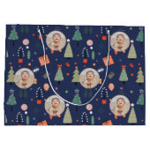 Leuke Moderne Marine blauw Grappige Kerstmis Foto Groot Cadeauzakje (Achterkant)