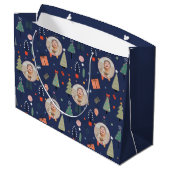 Leuke Moderne Marine blauw Grappige Kerstmis Foto Groot Cadeauzakje (Achterkant Gekanteld)