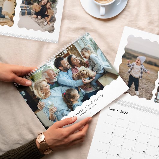 Leuke moderne minimale retro golvende familie foto kalender