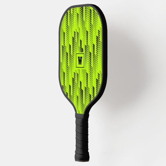 Leuke Moderne Neon Groene Abstracte Geometrische s Pickleball Paddle (Links)