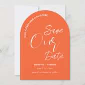 Leuke moderne Oranje zomerbruiloft Save the Date Kaart (Voorkant)