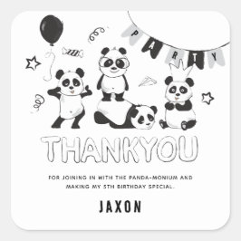 Leuke moderne panda dank u kinderen verjaardag vierkante sticker