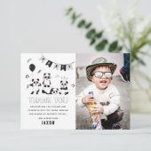 Leuke moderne panda kids verjaardag bedankkaart (Staand voorkant)