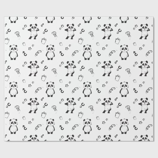 Leuke Moderne Panda Kids Verjaardag Cadeaupapier (Vlak)