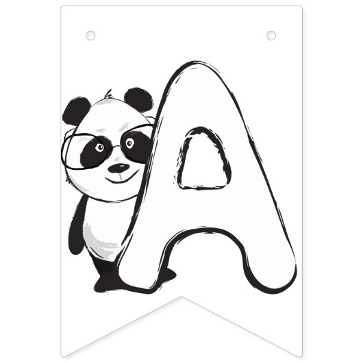 Leuke Moderne Panda Kids Verjaardag Vlaggetjes (Derde vlag)