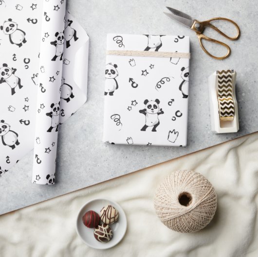 Leuke moderne panda kinderverjaardag cadeaupapier (Crafts)